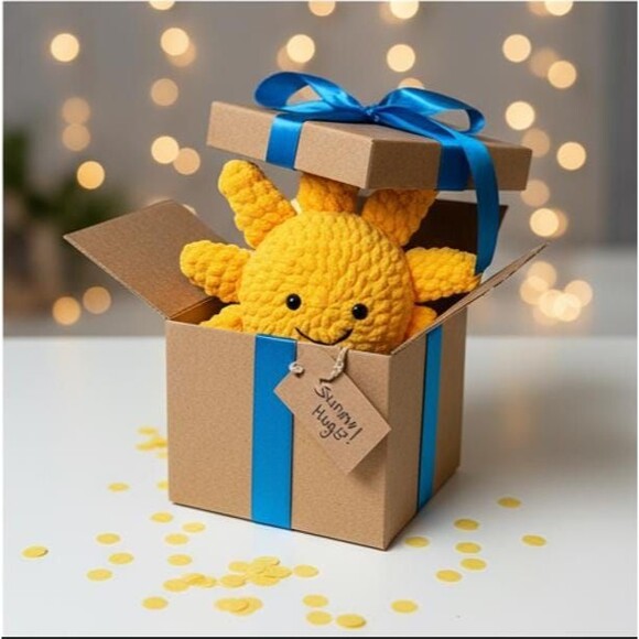 Handmade Crochet Sun Plushie Toy Inspired by Jellycat Style, Sunshine Baby Gift - Picture 8 of 9